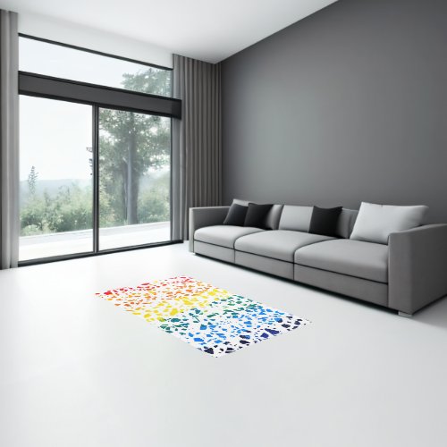 Abstract Terrazzo Mosaic Colorful Rainbow Pattern Rug
