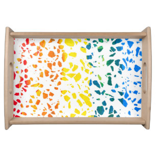 Abstract Terrazzo Mosaic Colorful Rainbow Pattern Serving Tray