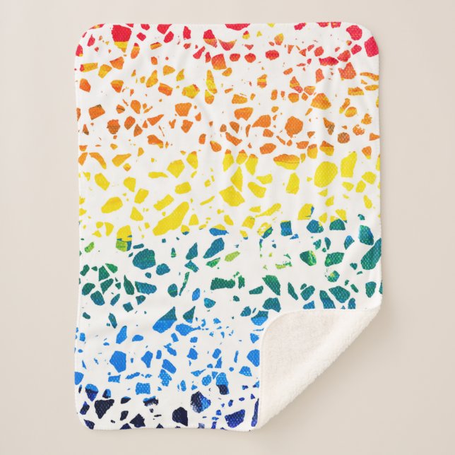Abstract Terrazzo Mosaic Colorful Rainbow Pattern Sherpa Blanket (Front)