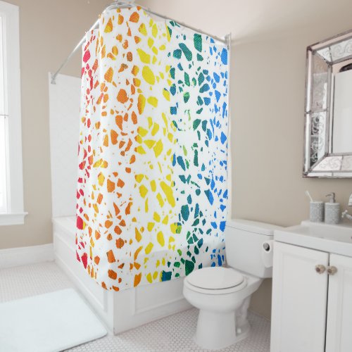 Abstract Terrazzo Mosaic Colorful Rainbow Pattern  Shower Curtain