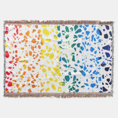 Abstract Terrazzo Mosaic Colorful Rainbow Pattern Throw Blanket