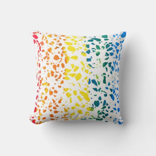 Abstract Terrazzo Mosaic Colorful Rainbow Pattern Throw Pillow