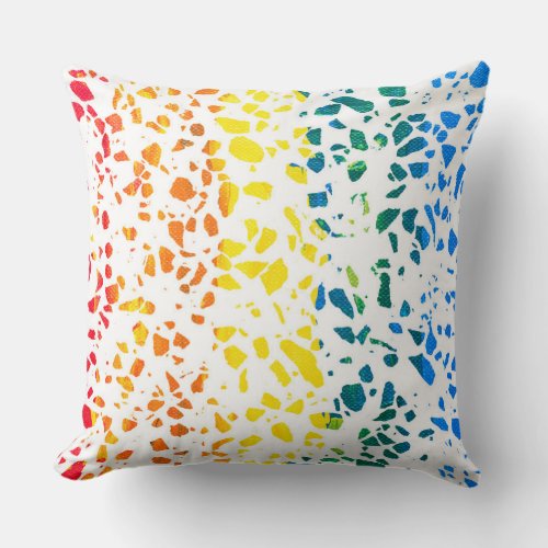 Abstract Terrazzo Mosaic Colorful Rainbow Pattern Throw Pillow