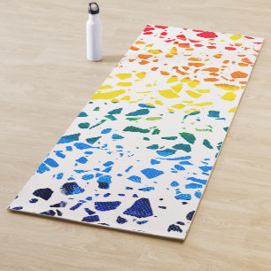 Abstract Terrazzo Mosaic Colorful Rainbow Pattern Yoga Mat