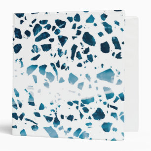 Abstract Terrazzo Mosaic Navy & Light Blue Pattern 3 Ring Binder