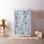 Abstract Terrazzo Mosaic Navy &amp; Light Blue Pattern Fabric