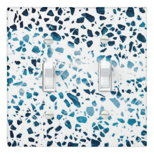 Abstract Terrazzo Mosaic Navy & Light Blue Pattern Switch Cover