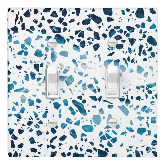 Abstract Terrazzo Mosaic Navy & Light Blue Pattern Switch Cover (In Situ)