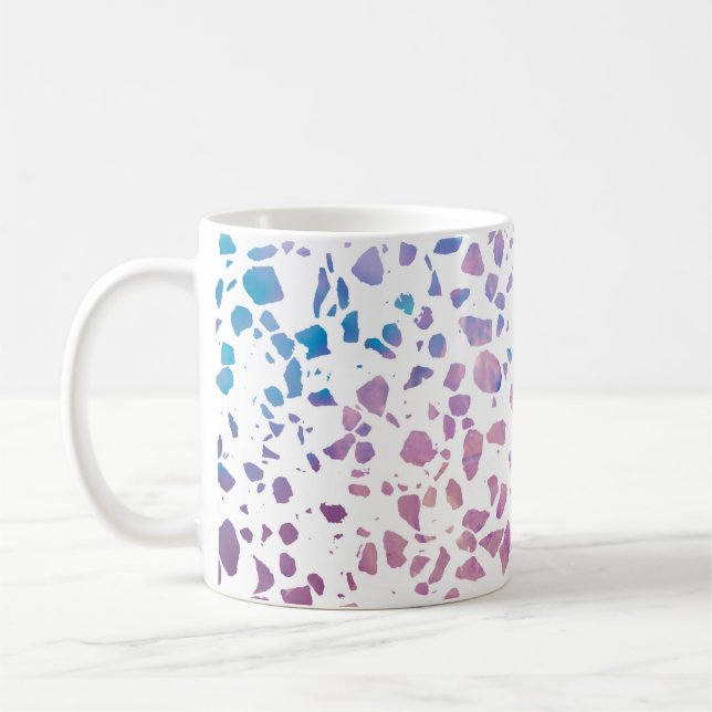 Abstract Terrazzo Mosaic Pink & Blue Pattern   Coffee Mug (Left)