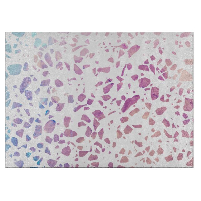 Abstract Terrazzo Mosaic Pink & Blue Pattern  Cutting Board (Front)