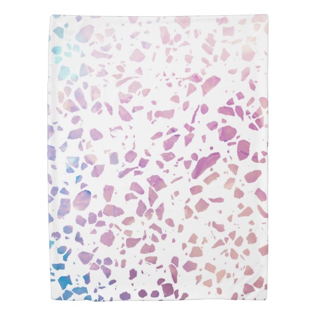 Abstract Terrazzo Mosaic Pink & Blue Pattern  Duvet Cover (Front)
