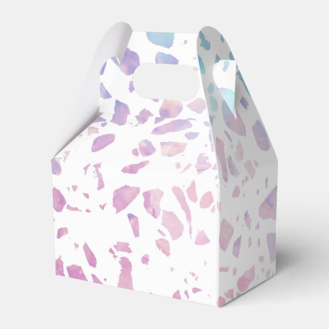 Abstract Terrazzo Mosaic Pink & Blue Pattern   Favor Boxes (Front Side)