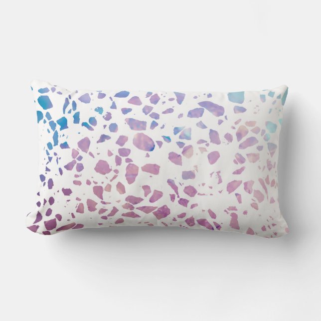 Abstract Terrazzo Mosaic Pink & Blue Pattern  Lumbar Pillow (Front)