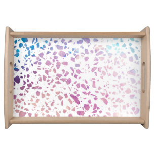 Abstract Terrazzo Mosaic Pink & Blue Pattern  Serving Tray