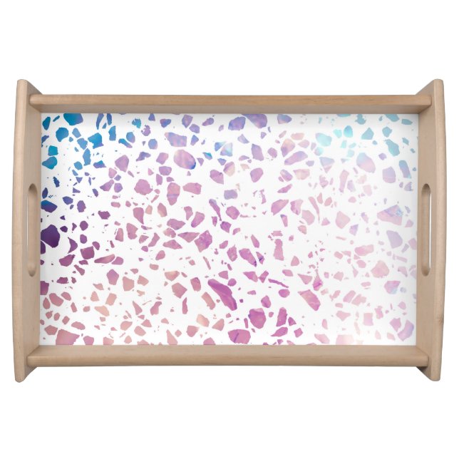 Abstract Terrazzo Mosaic Pink & Blue Pattern  Serving Tray (Front)