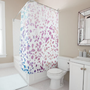 Abstract Terrazzo Mosaic Pink & Blue Pattern Shower Curtain