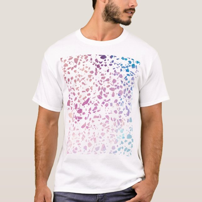 Abstract Terrazzo Mosaic Pink & Blue Pattern   T-Shirt (Front)