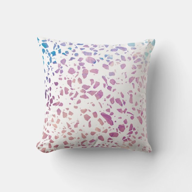 Abstract Terrazzo Mosaic Pink & Blue Pattern  Throw Pillow (Front)