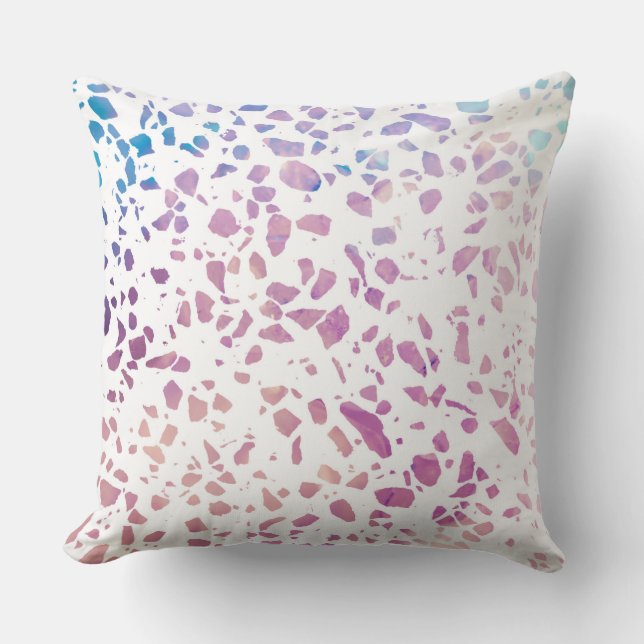 Abstract Terrazzo Mosaic Pink & Blue Pattern   Throw Pillow (Front)