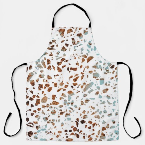 Abstract Terrazzo Mosaic Rust Brown  Blue Pattern Apron