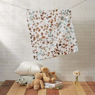 Abstract Terrazzo Mosaic Rust Brown & Blue Pattern Baby Blanket