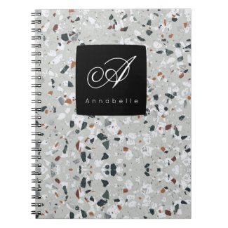 Abstract Terrazzo Pattern Monogram Notebook