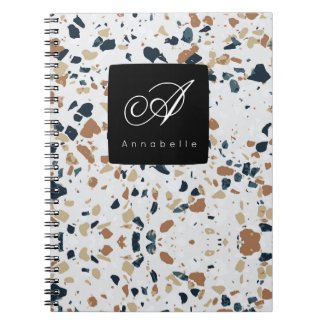 Abstract Terrazzo Pattern Monogram Notebook