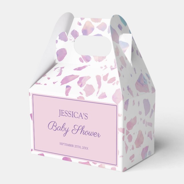 Abstract Terrazzo  Pink & Blue Pattern Baby Shower Favor Boxes (Front Side)