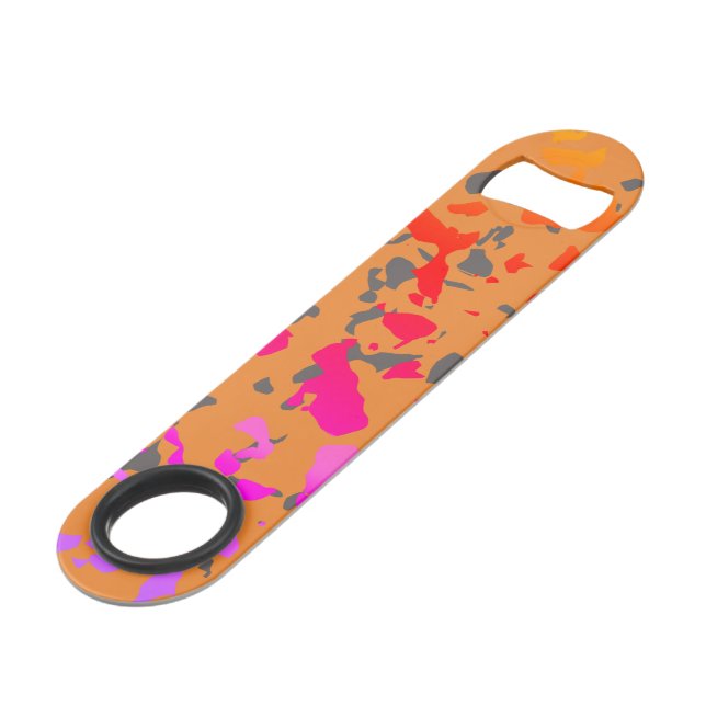 Abstract Terrazzo Style Color Splash Pattern Bar Key (Front Angled)