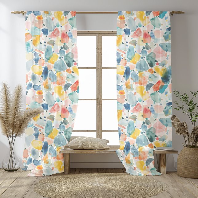  Abstract Terrazzo Watercolor Nurser Sheer Curtains (Creator Uploaded)