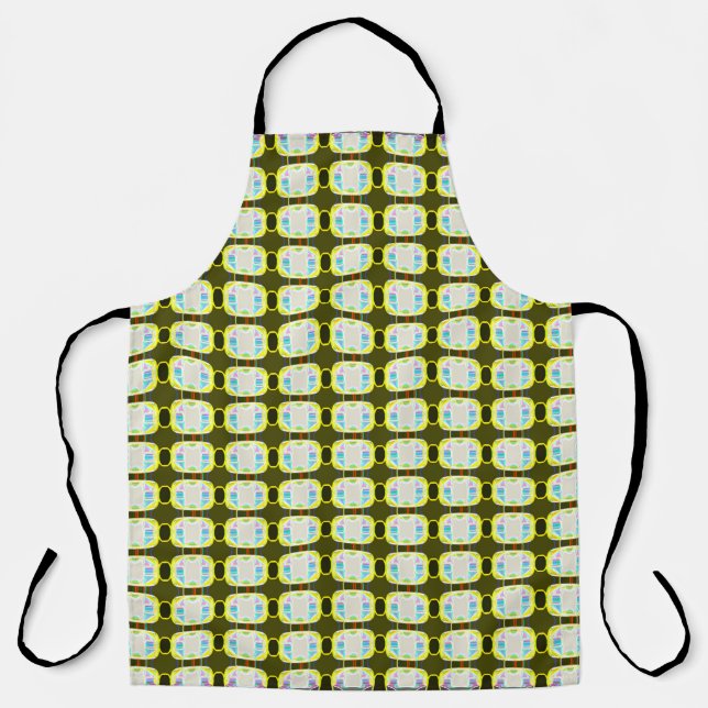 abstract texture, colorful gingham pattern, modern apron (Front)