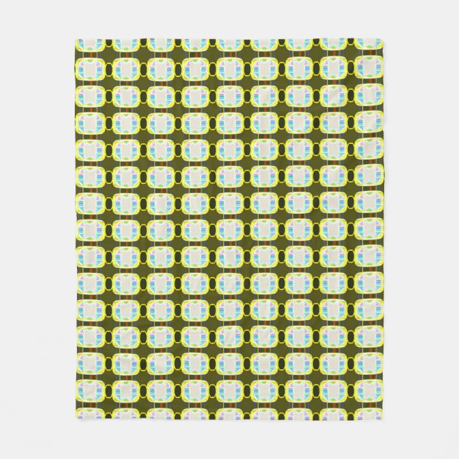 abstract texture, colorful gingham pattern, modern fleece blanket (Front)