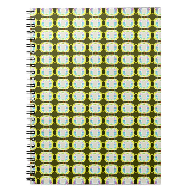 abstract texture, colorful gingham pattern, modern notebook (Front)