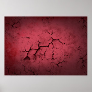 Abstract Texture Red Clay Cracked Wall Poster