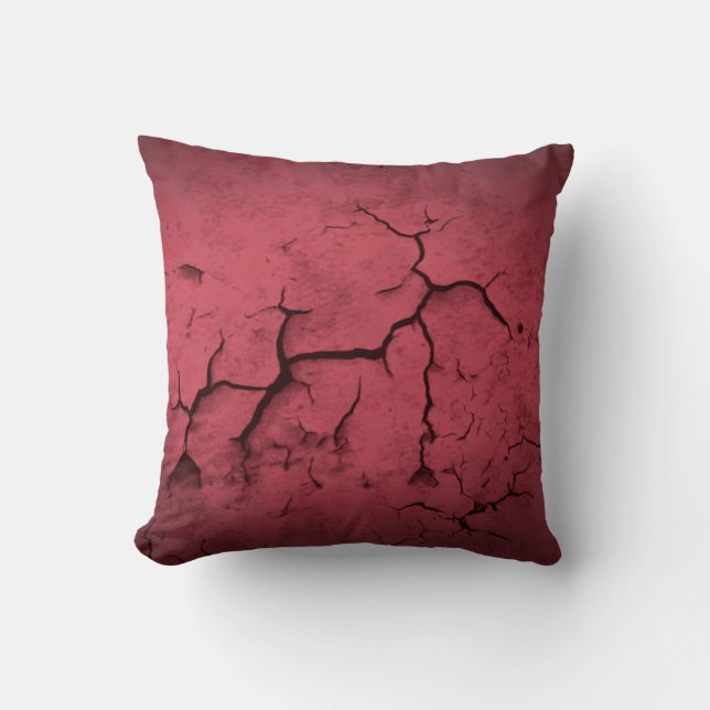 Abstract Texture Red Clay Cracked Wall Throw Pillow (Front)