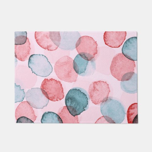  Abstract Textured Colorful Polka Dots Watercolor  Doormat