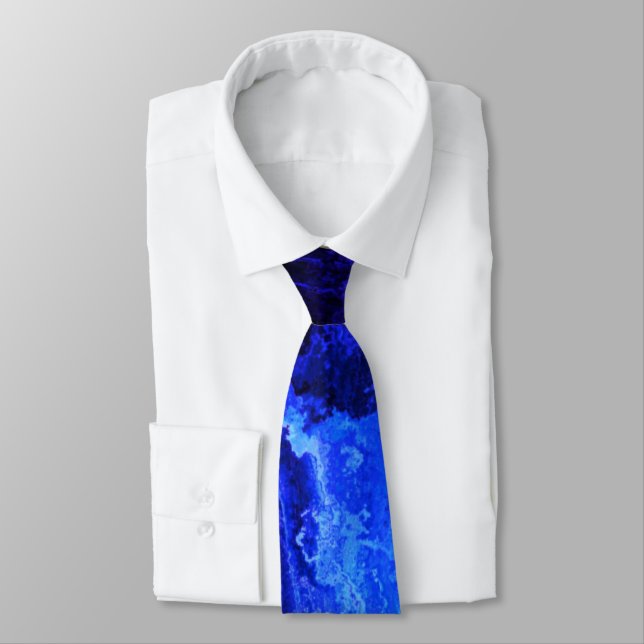Abstract Textured Royal Blue Neck Tie (Tied)