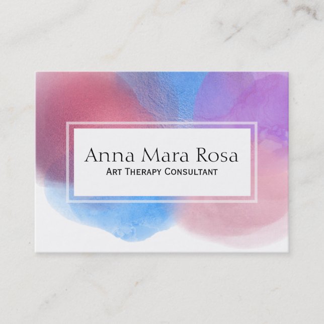 * Abstract Therapy Feminine Watercolor Artistic Business Card (Front)
