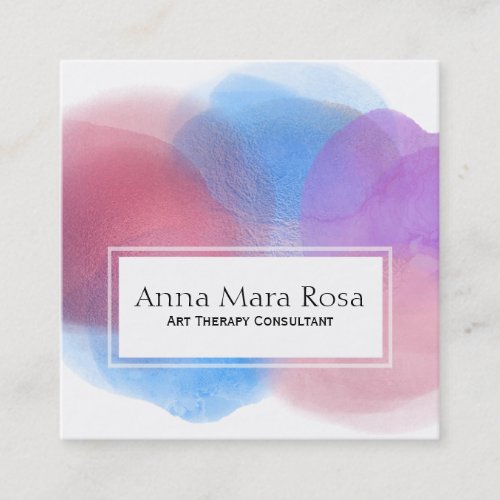 Abstract Therapy Watercolor Artistic Feminine Square Business Card
