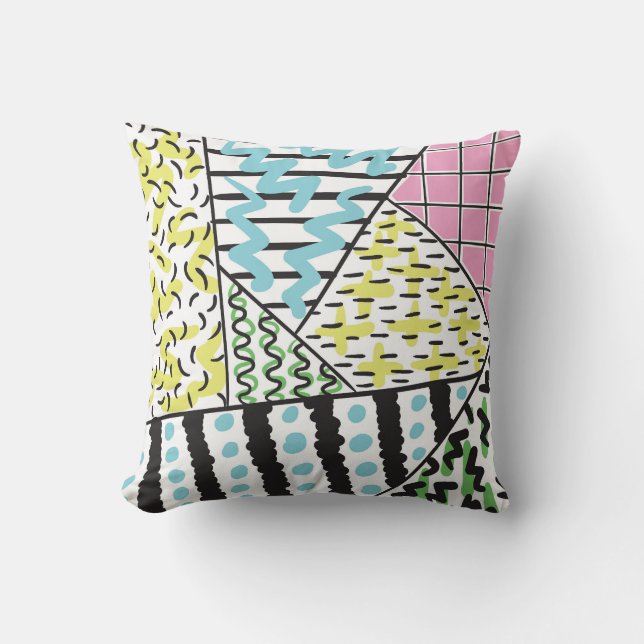 Abstract Three: Hand-Drawn Background Art. Throw Pillow (Front)