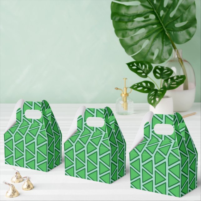 Abstract Three Tone Green Triangle Pattern Favor Boxes (Multiple)