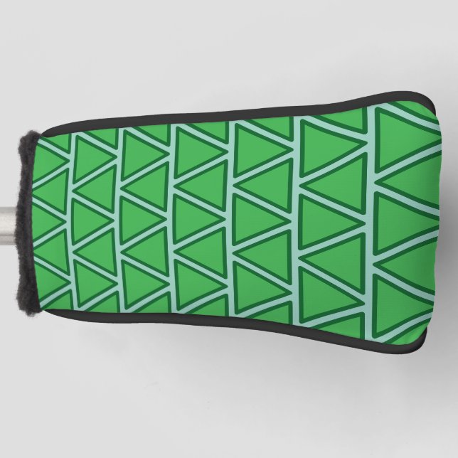 Abstract Three Tone Green Triangle Pattern Golf Head Cover (Front)
