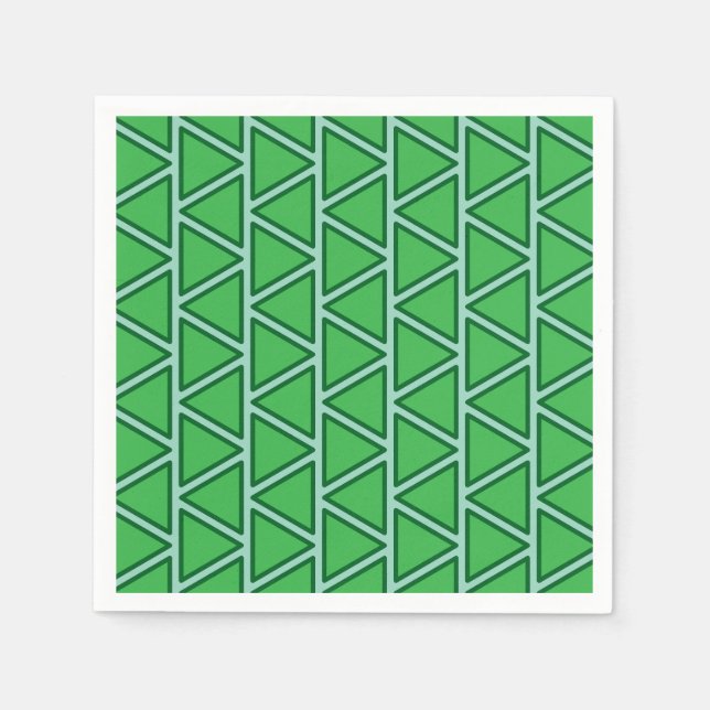 Abstract Three Tone Green Triangle Pattern Napkins (Front)