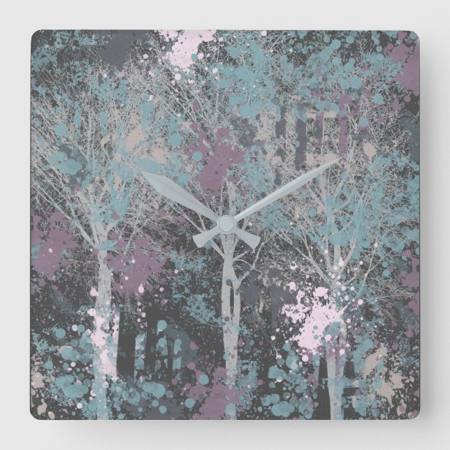 Abstract Three Trees Acrylic Wall Clock (Front)