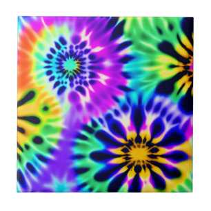 Abstract Tie Dye Adire Pattern Ceramic Tile