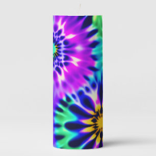 Abstract Tie Dye Adire Pattern Pillar Candle
