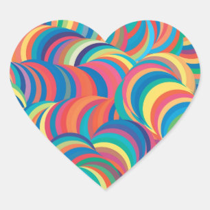 Abstract Tie Dye Pattern Template Heart Sticker