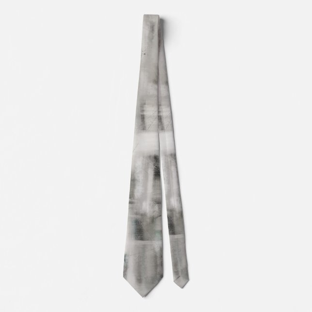 Abstract Tie Neutral Gray White From Painting (Front)