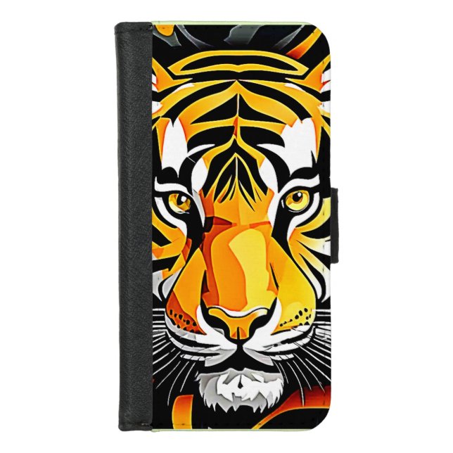 Abstract Tiger Art iPhone Wallet Case (Front)