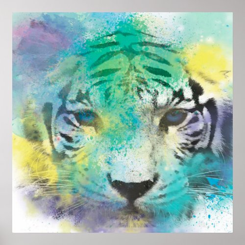 Abstract Tiger  Art Tigers Head  Colorful Lover Poster